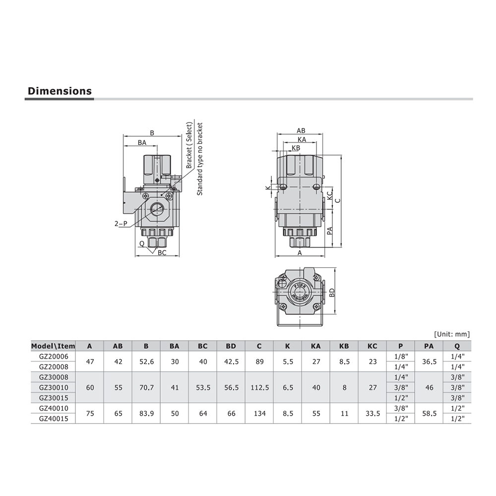 GZ30015T AIRTAC SHUT-OFF VALVE<BR>GZ300 SERIES 1/2" NPT